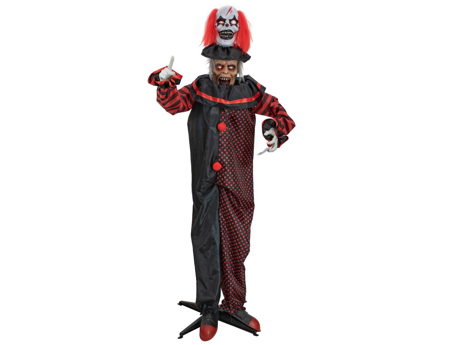 Pop-up klovn med zombiehoved – animeret, 180 cm